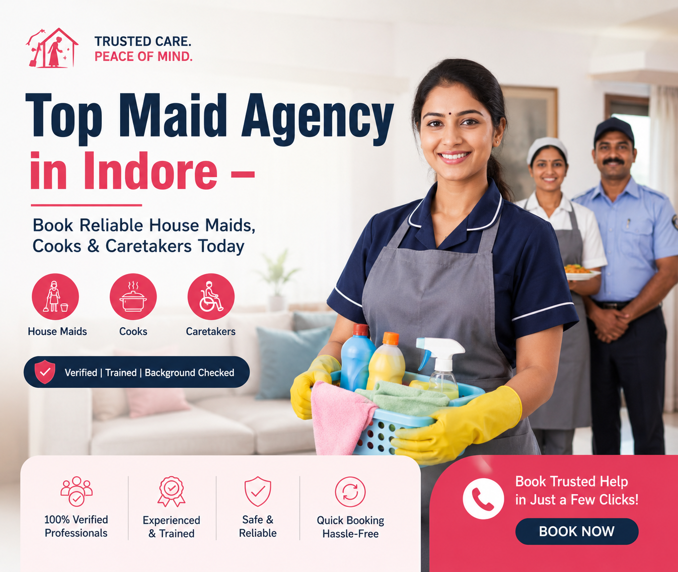 Top Maid Agency in Indore – Book Reliable House Maids, Cooks & Caretakers Today